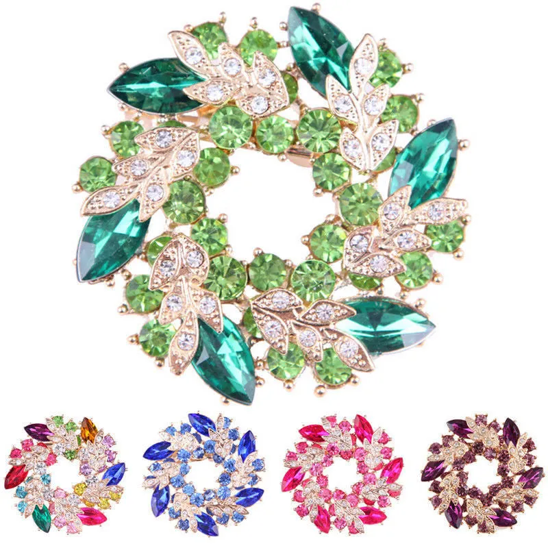 S Women Brooches For Scarf Clear Crystal Rhinestone Gold Plated Chinese Redbud Flower Brooch Pin Jewelry SM6