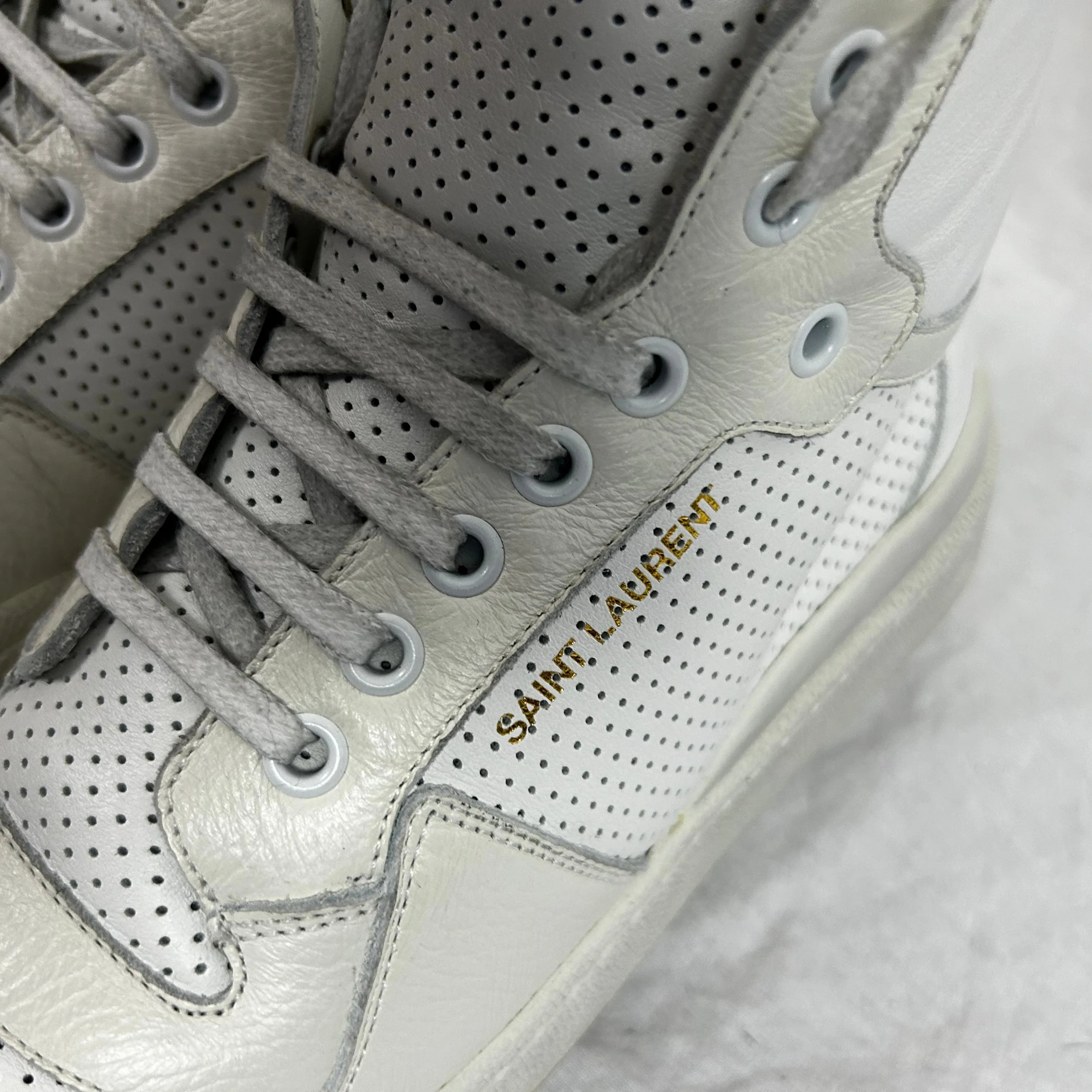 Saint Laurent 720 White Leather Mid Top Sneakers 37