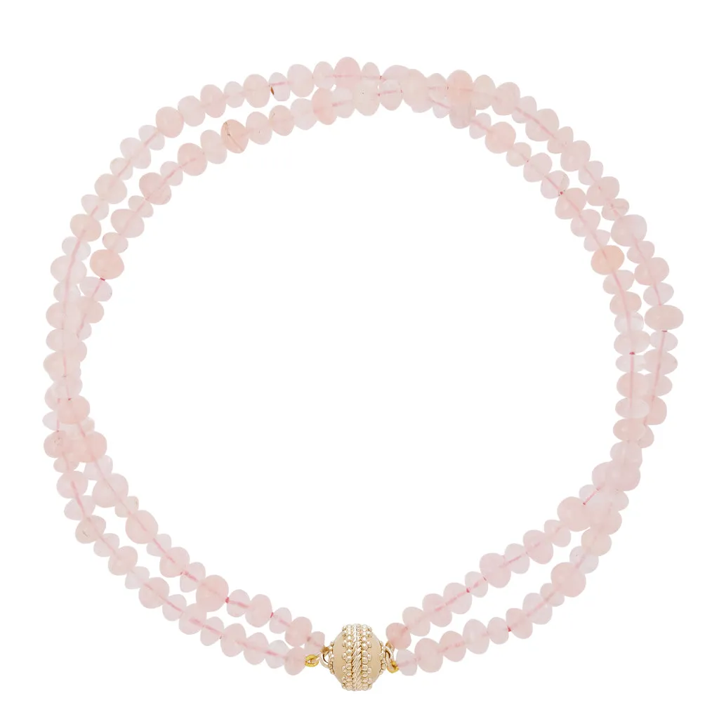 Smooth Rose Quartz Double Strand Necklace