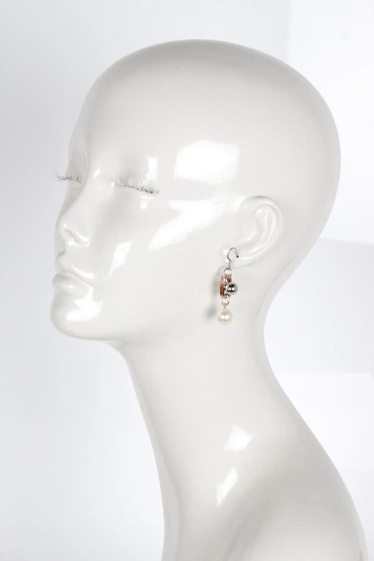 Sphere & Pearl Earrings, Rosegold/Rhodium