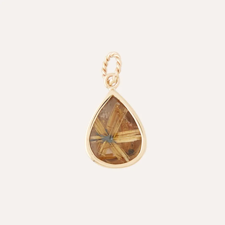 Star Rutilated Quartz Teardrop Charm