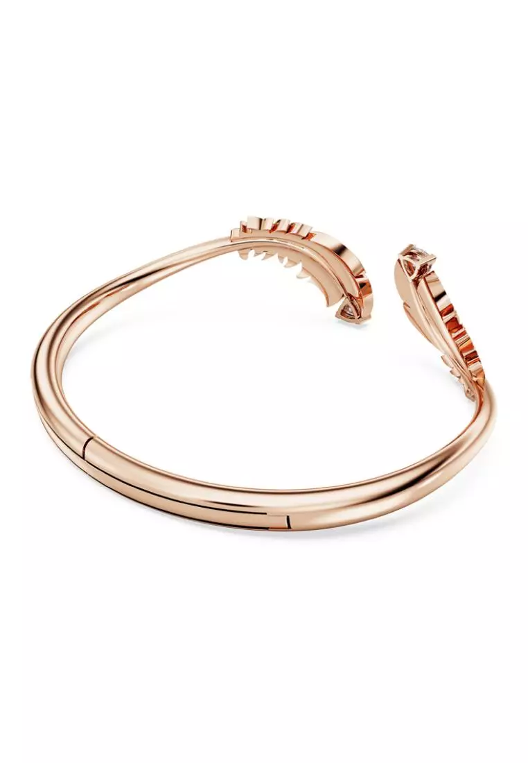 Swarovski Idyllia bangle, Feather, White, Rose gold-tone plated