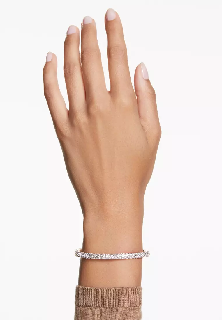 Swarovski Sublima bangle, Snow pavé, White, Rose gold-tone plated