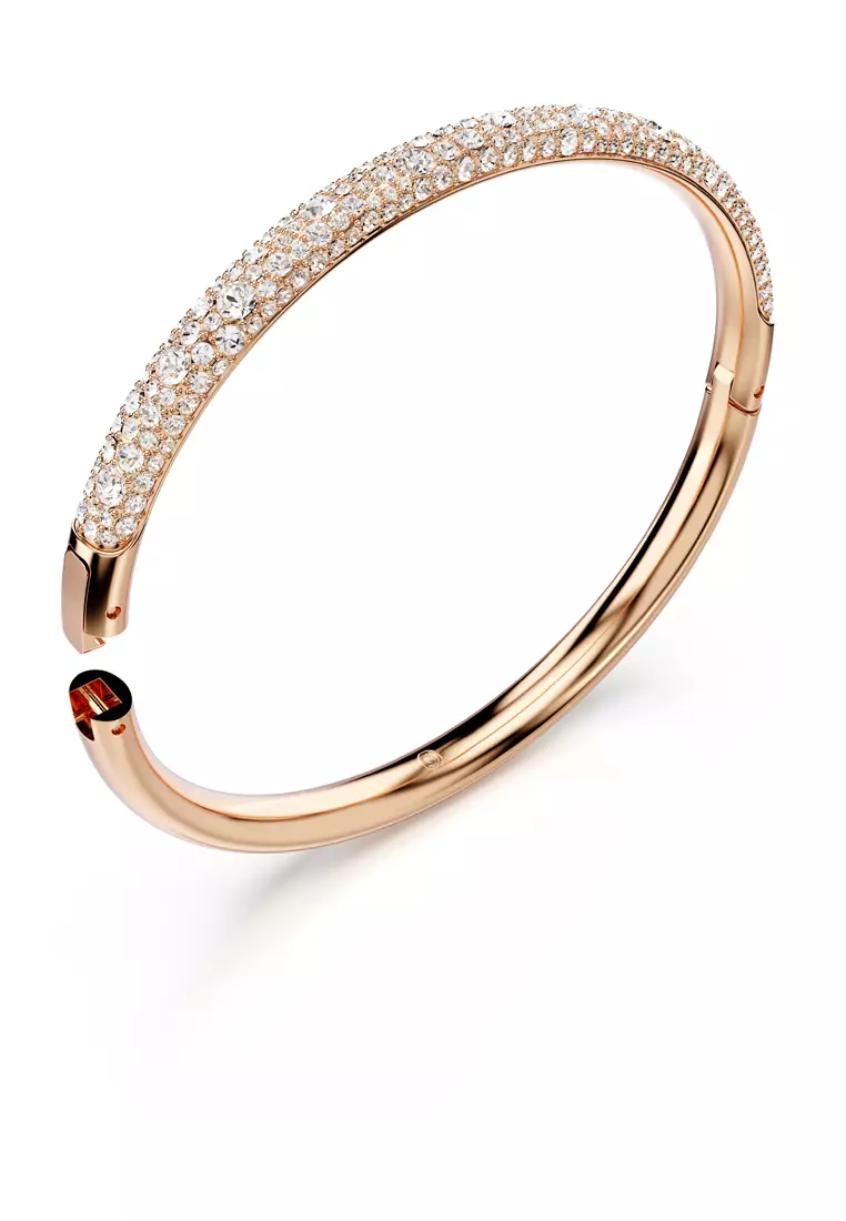 Swarovski Sublima bangle, Snow pavé, White, Rose gold-tone plated