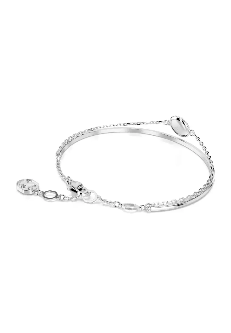 Swarovski Sublima bangle, White, Rhodium plated