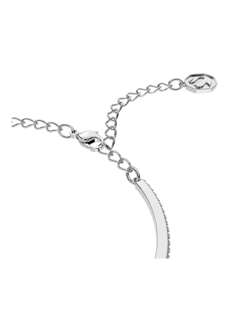 Swarovski Una bangle, Octagon cut, Pavé, White, Rhodium plated