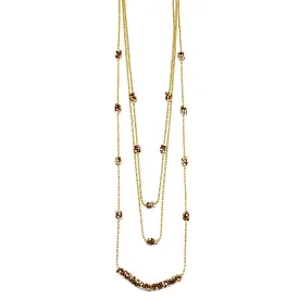 Three Beaded Layers Necklace in Coffee & Cream