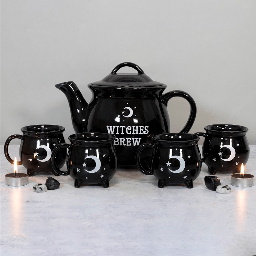 Witches Brew Ceramic Cauldron Tea Set