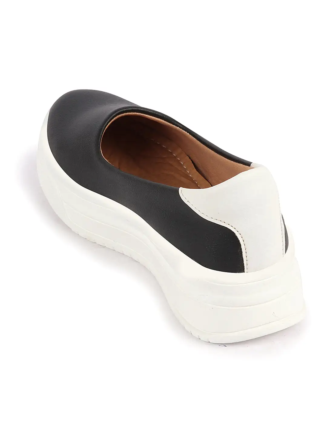 Women Black Outdoor Fashion Comfort Height Enhance Platform Heel Ballerina Slip On Shoes