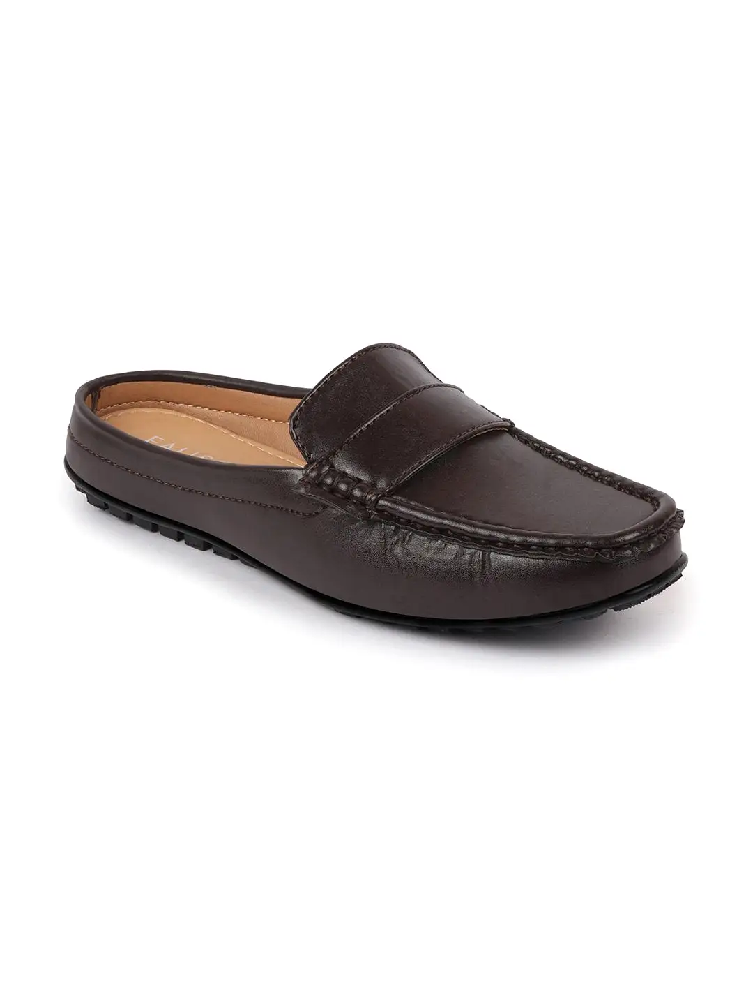 Women Brown Back Open Mocassin Slip On Shoes