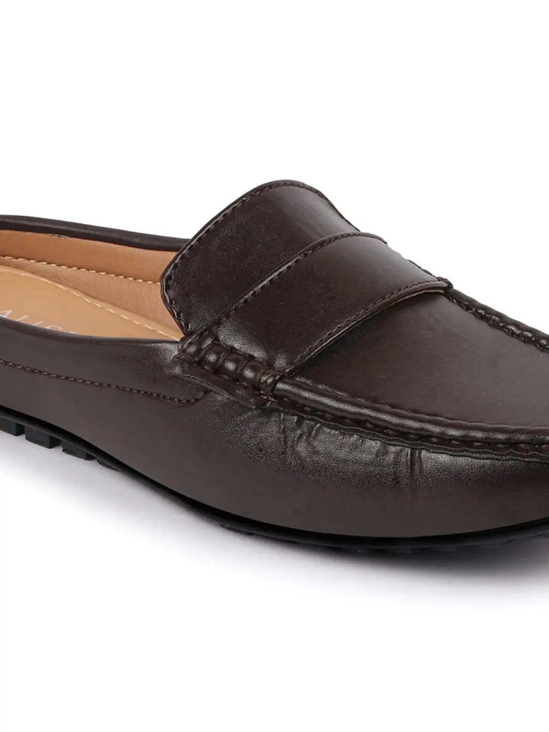 Women Brown Back Open Mocassin Slip On Shoes