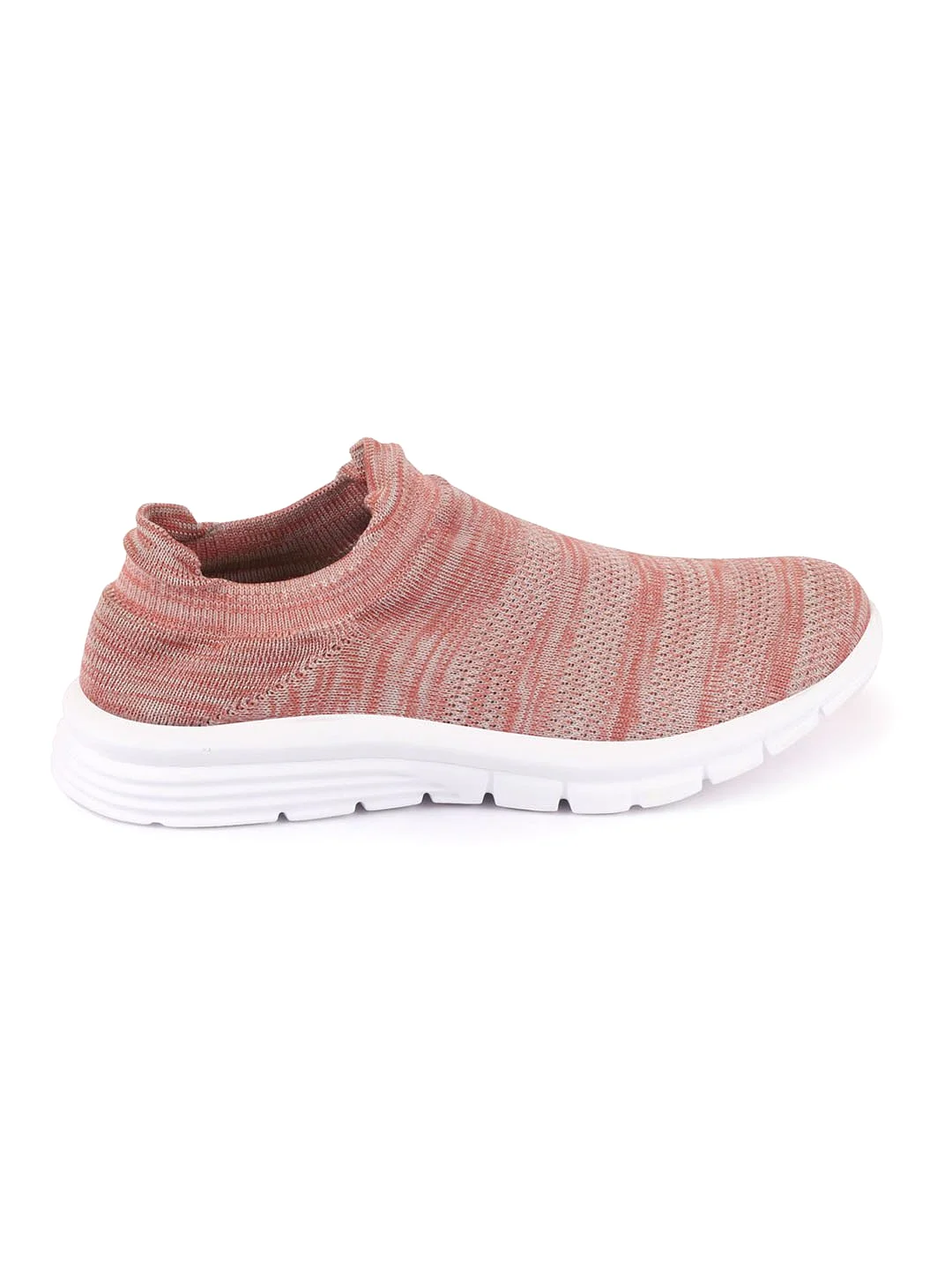 Women Light Pink Knitted Sports Walking Shoes