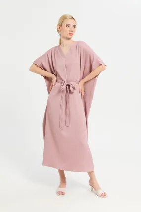 Women Mauve Plain Kaftan Dress