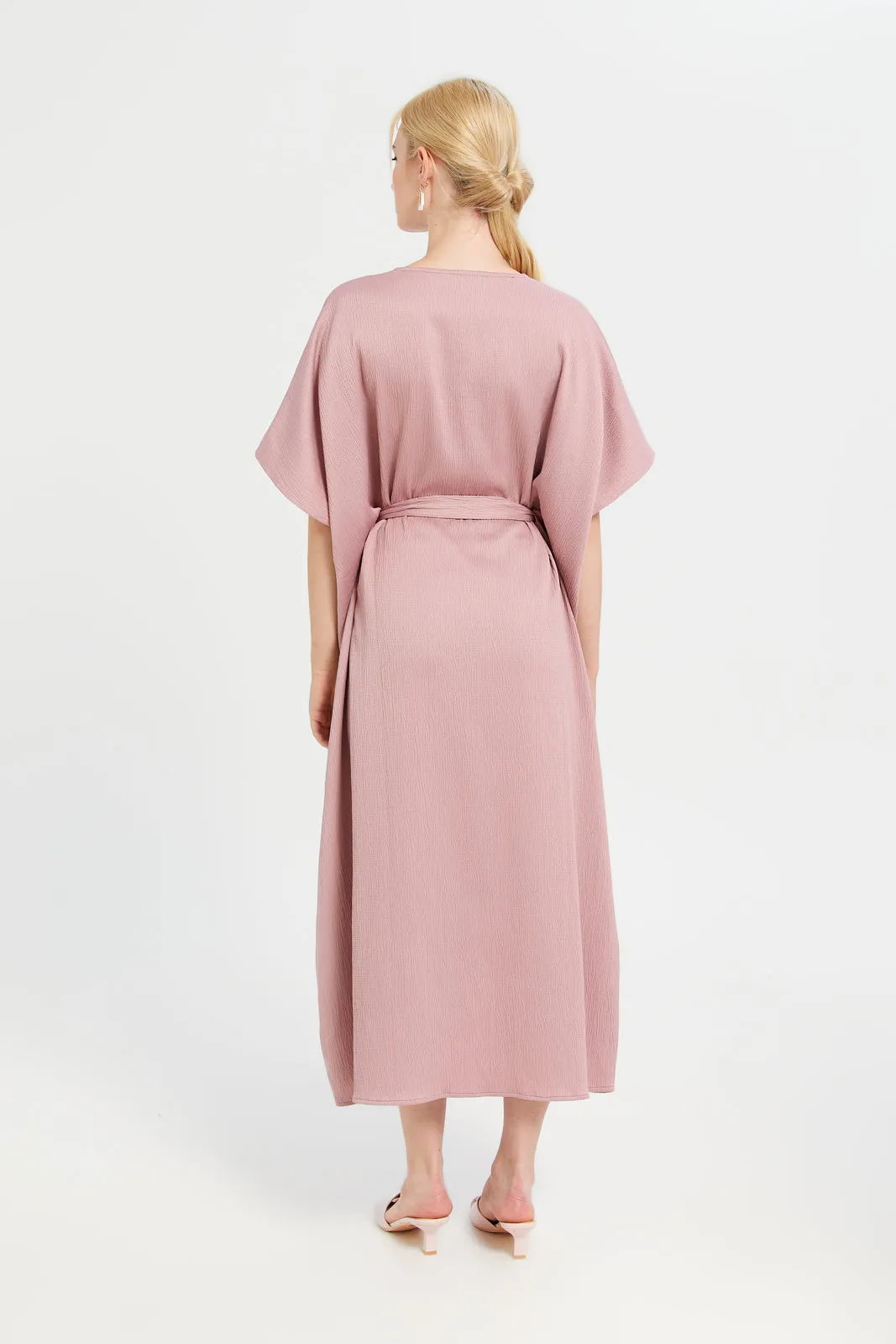 Women Mauve Plain Kaftan Dress