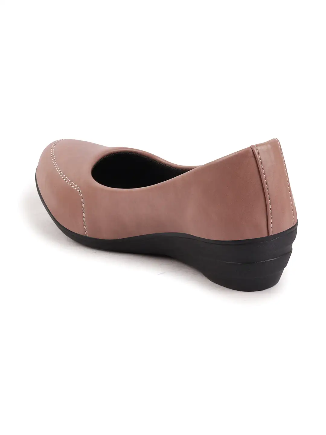 Women Peach Formal Platform Wedge Heel Slip On Ballerina Shoes