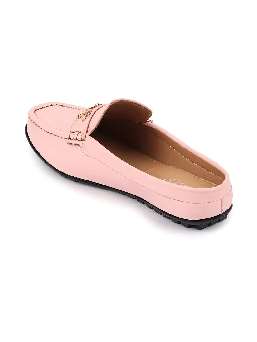 Women Pink Back Open Mocassin Slip On Shoes