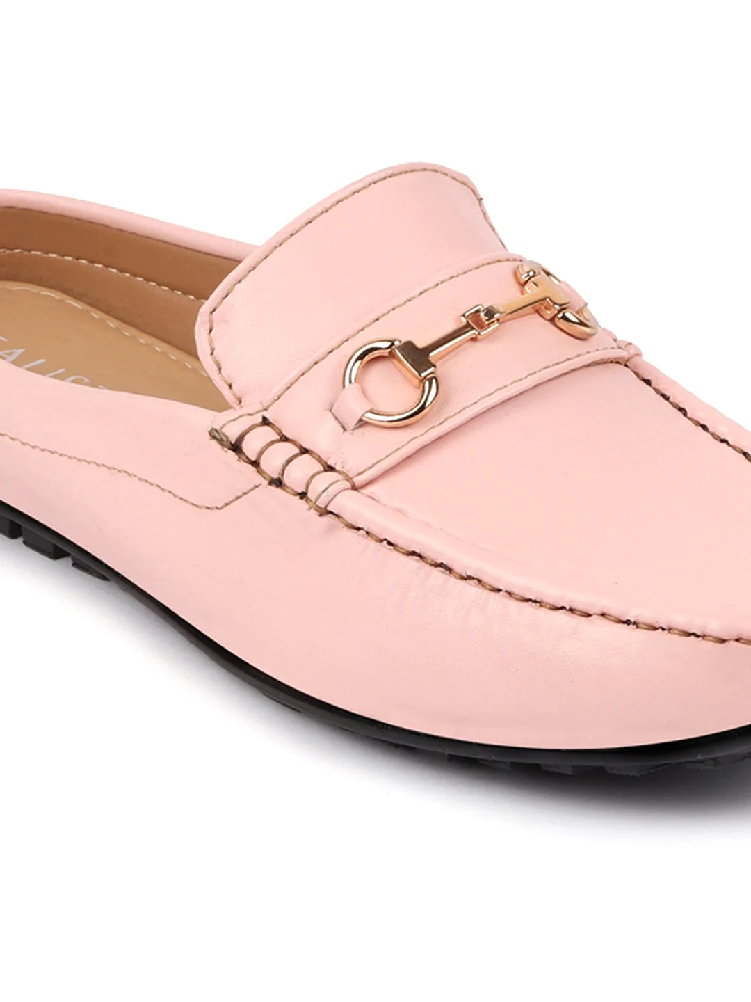 Women Pink Back Open Mocassin Slip On Shoes