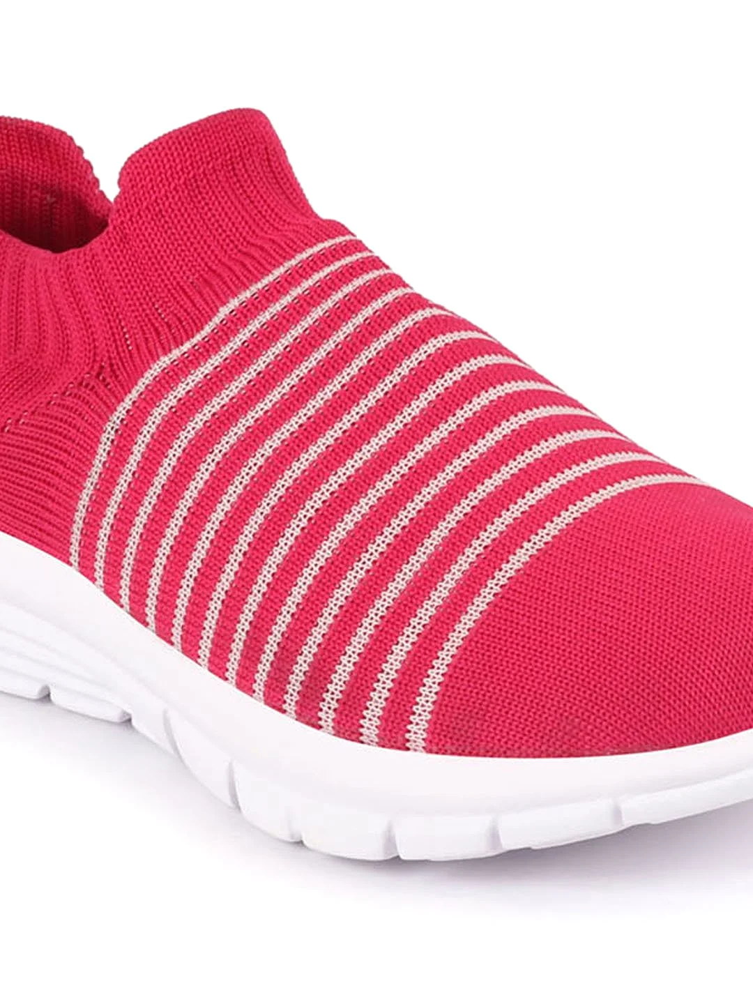 Women Pink Knitted Sports Walking Shoes