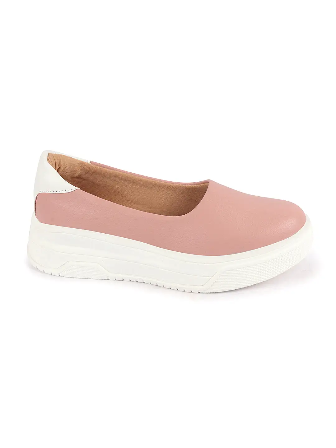 Women Pink Outdoor Fashion Comfort Height Enhance Platform Heel Ballerina Slip On Shoes