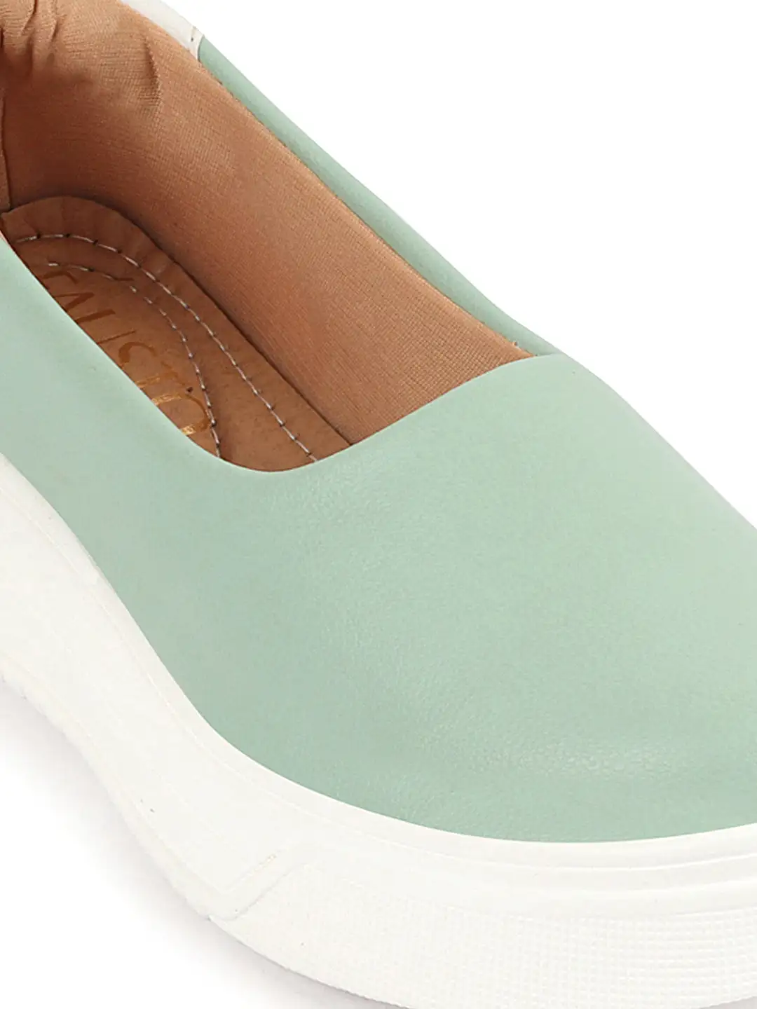 Women Pista Green Outdoor Fashion Comfort Height Enhance Platform Heel Ballerina Slip On Shoes