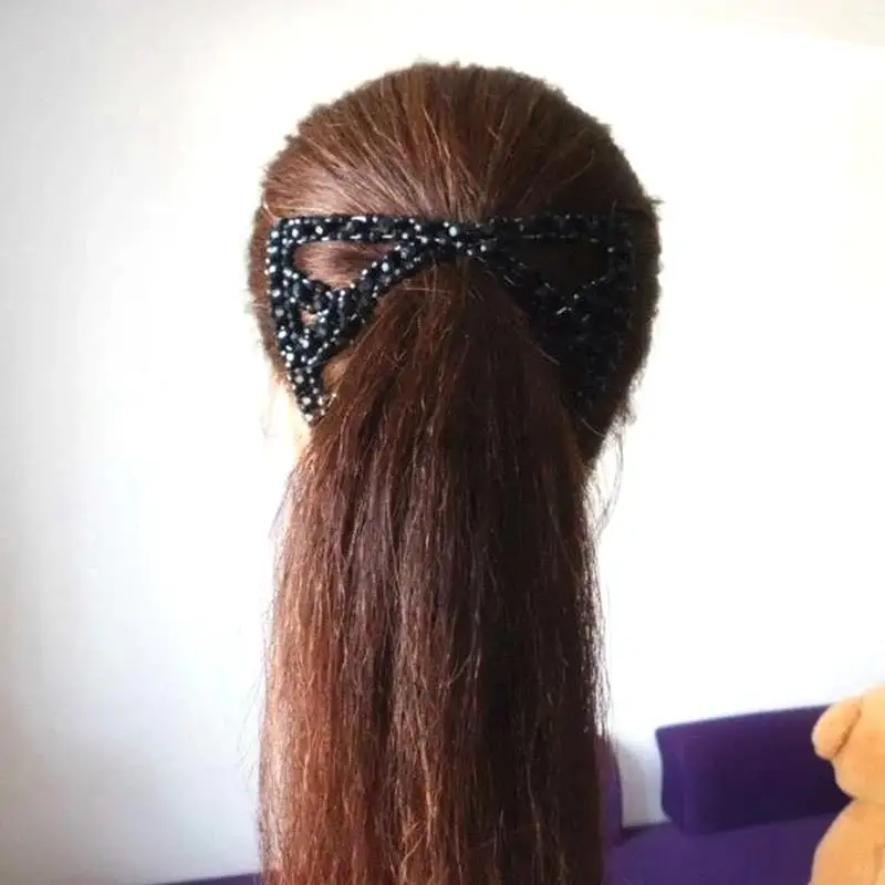 Women Twist Rhombus Beaded Magic Hair Side Combs Jewelry Stretchable Styling Double Clips Hairpins Ponytail Bun Maker