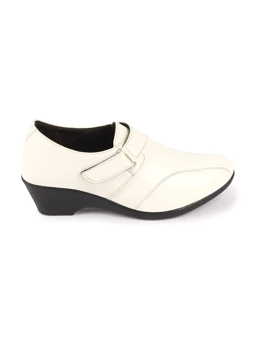 Women White Outdoor Fashion Hook and Loop Platform Heel Wedges